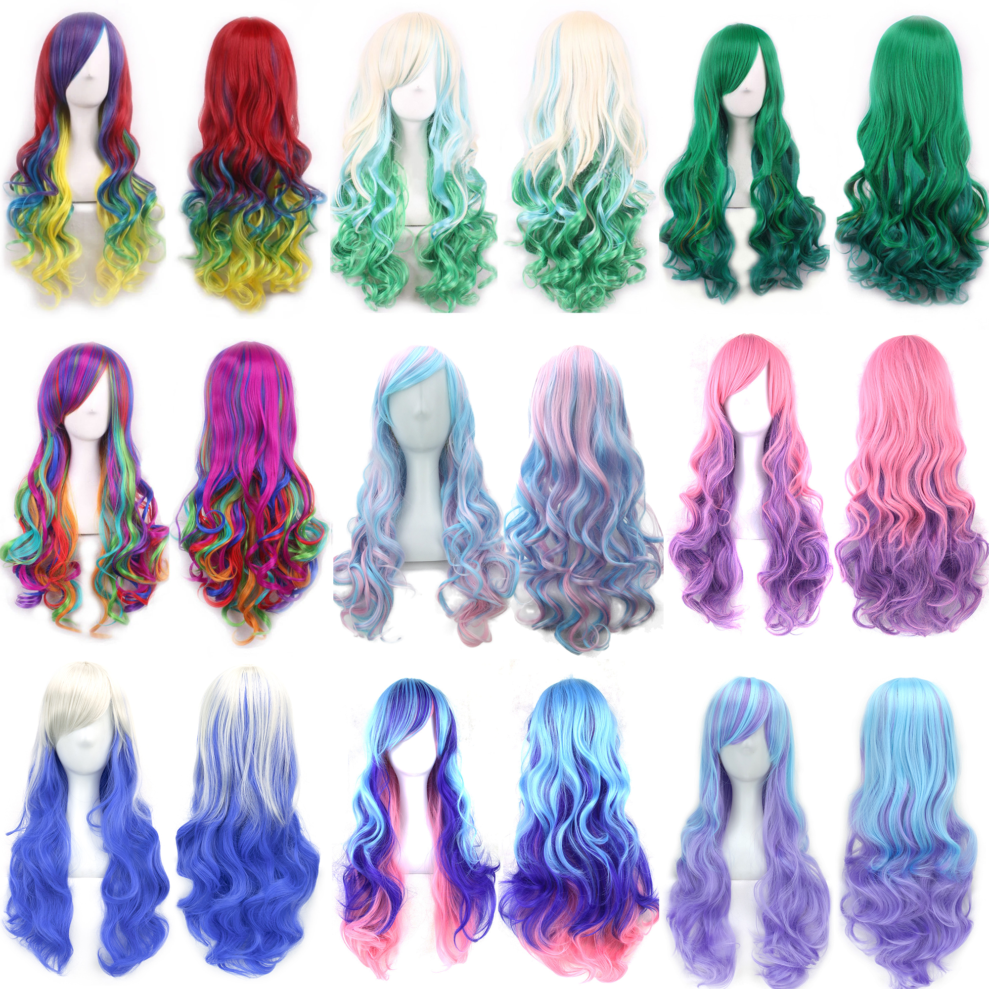 Anime Cosplay Red Hair - Synthetic Hair Ombre Rainbow Cosplay Wig