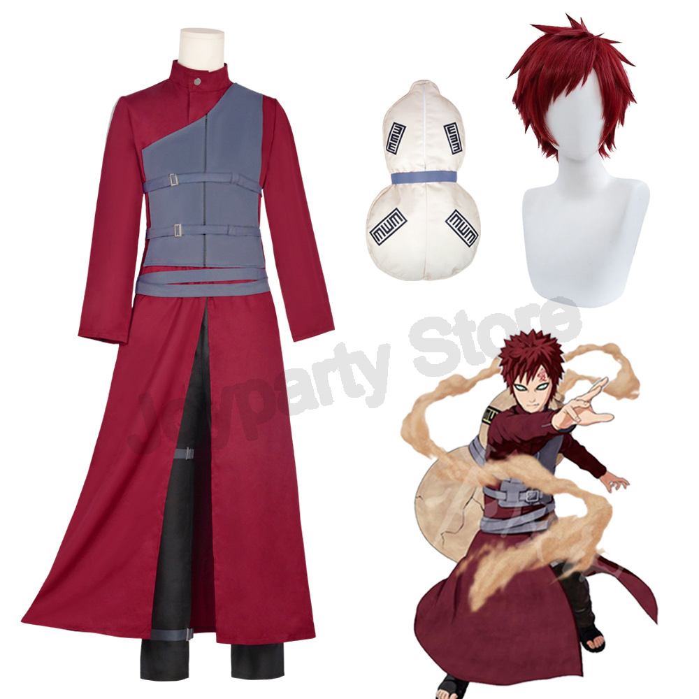 Gaara Cosplay Costume Sand Fiv – Anime Cosplay Red Hair Bewertung und Preis